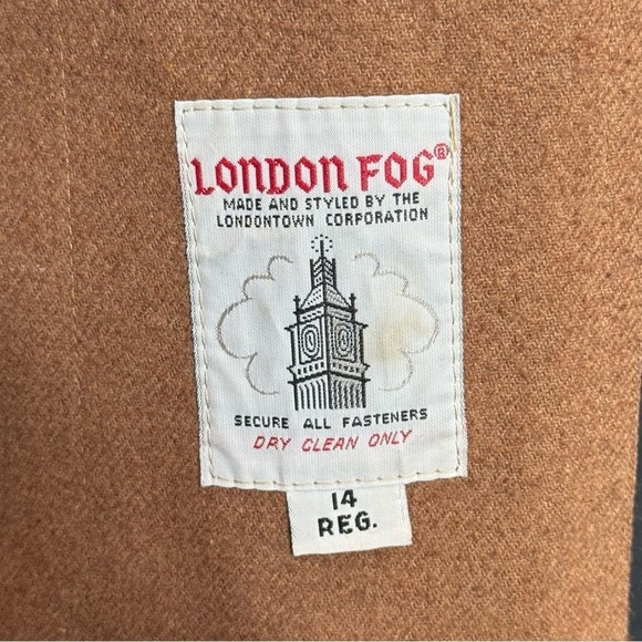 Vintage London Fog Lined Trench Coat Black Tan Sz 14 2X Capsule Old Money Wool - Picture 12 of 16